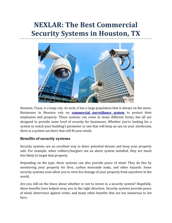 nexlar the best commercial security systems