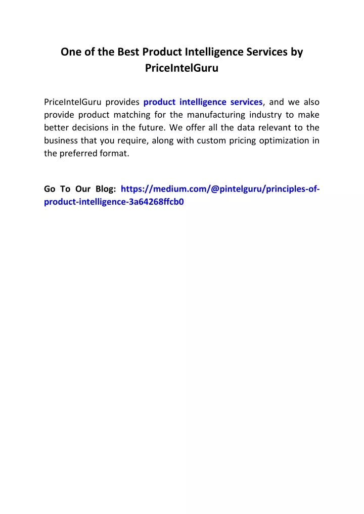 one of the best product intelligence services