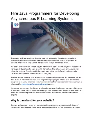 Hire Java Programmers for Developing Asynchronous E-Learning Systems