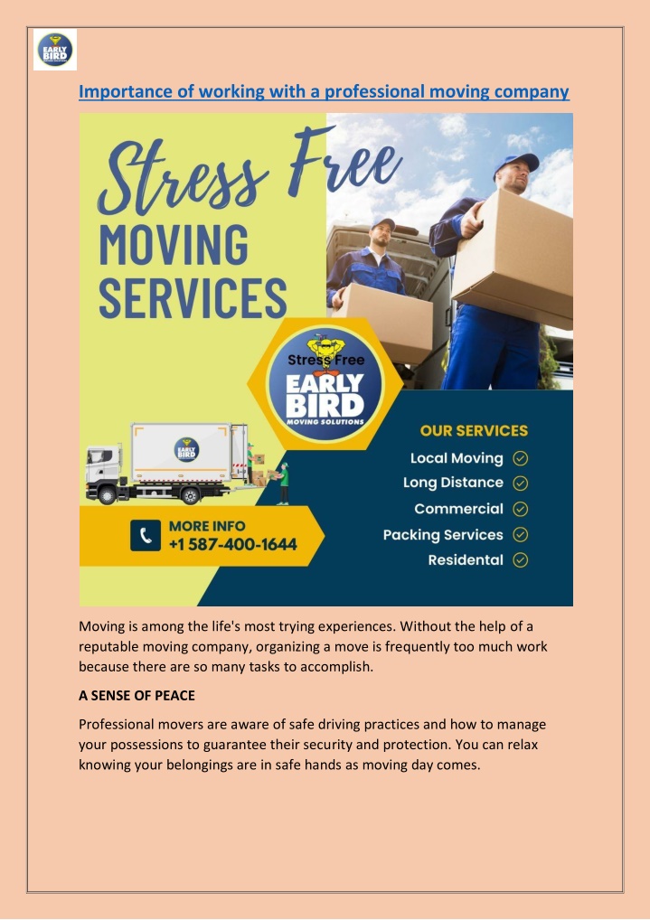 importance of working with a professional moving