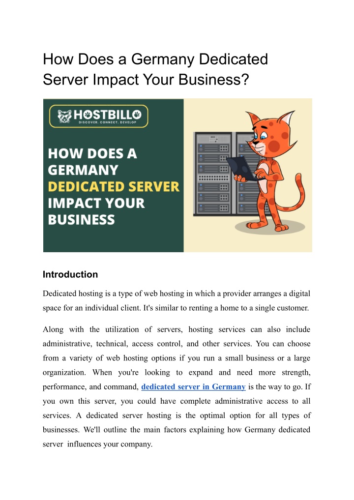 how does a germany dedicated server impact your