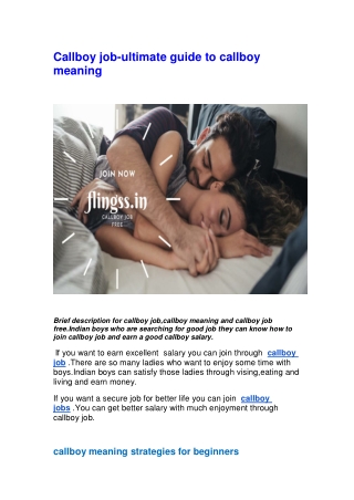 callboy job ultimate guide to callboy meaning