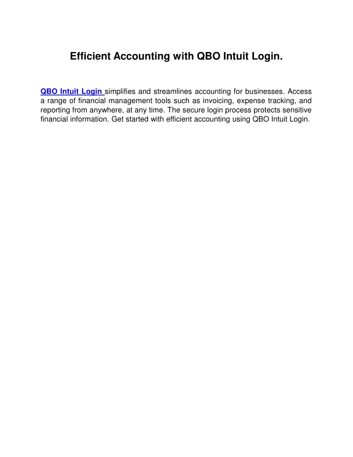 efficient accounting with qbo intuit login