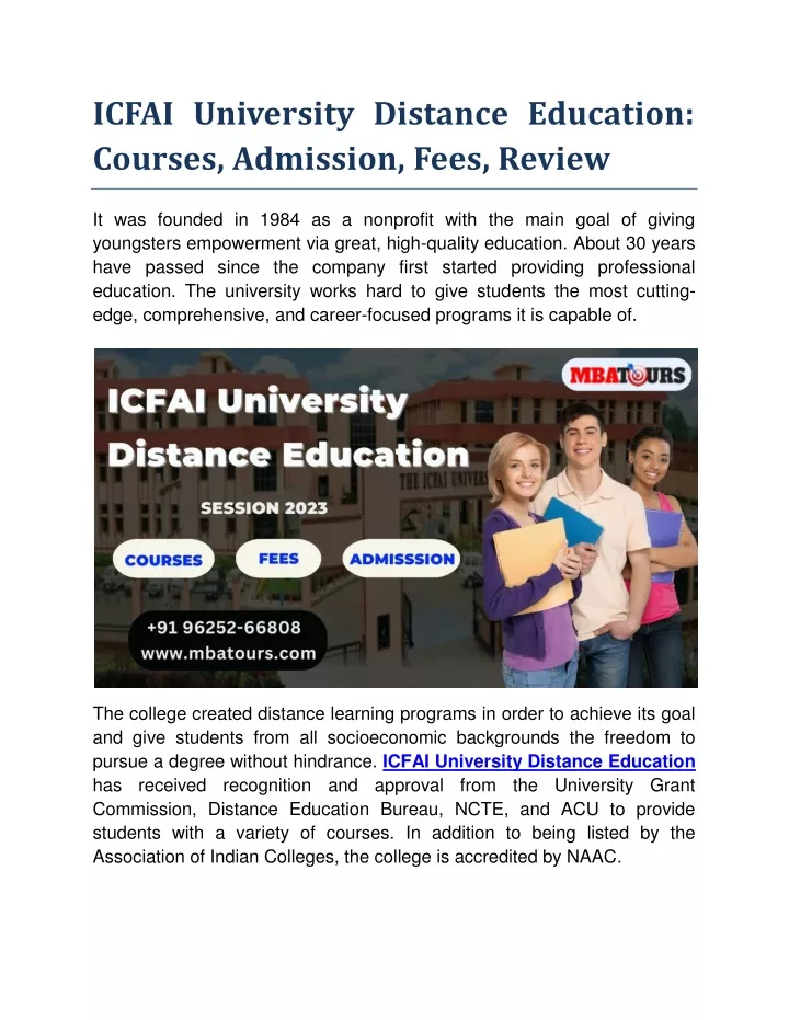 icfai university distance education courses