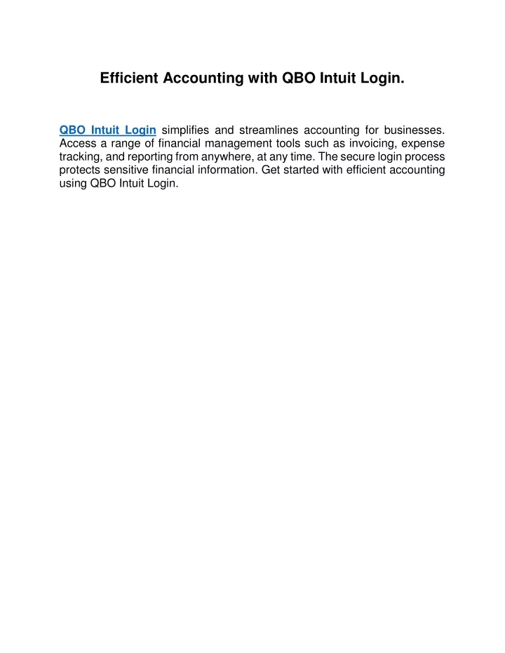 efficient accounting with qbo intuit login