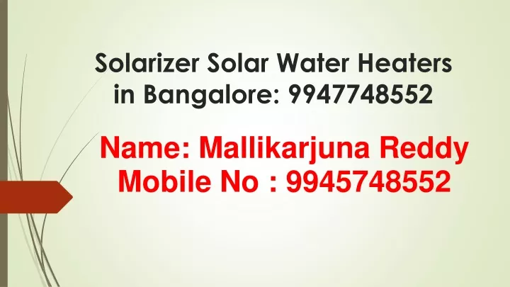 solarizer solar water heaters in bangalore