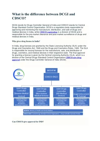What is the difference between DCGI and CDSCO