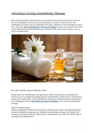 advantages of using aromatherapy massage