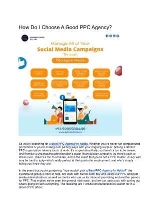 How Do I Choose A Good PPC Agency