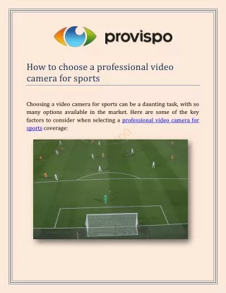How to choose a professional video camera for sports