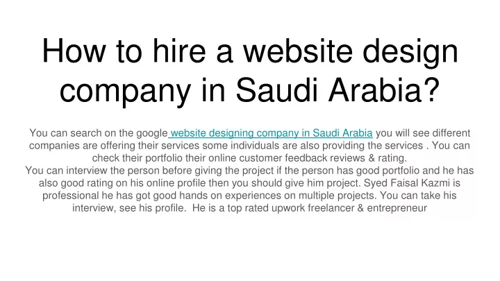 how to hire a website design company in saudi arabia