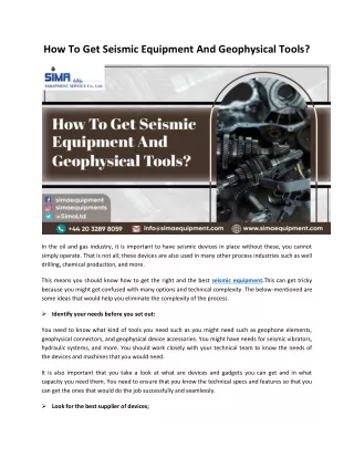 How To Get Seismic Equipment And Geophysical Tools?