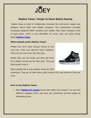 Replica Yeezy- Things To Know Before Buying