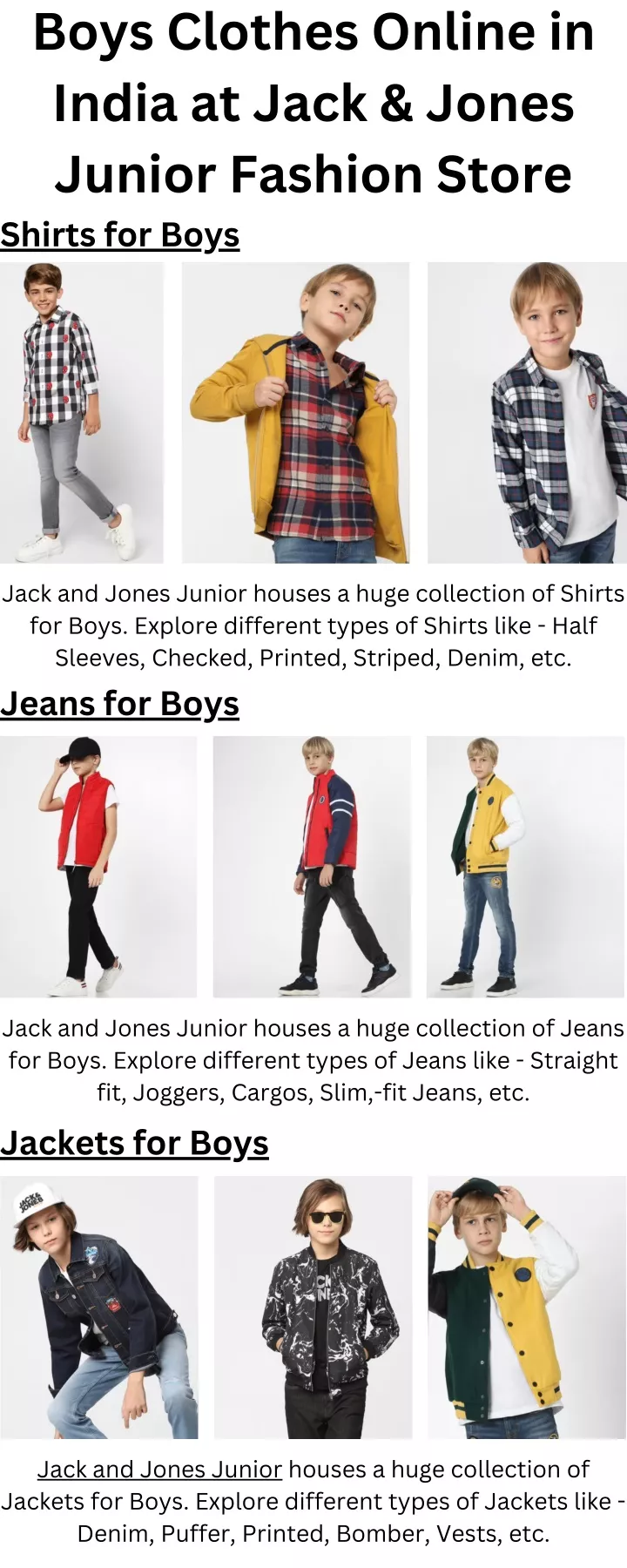 boys clothes online in india at jack jones junior
