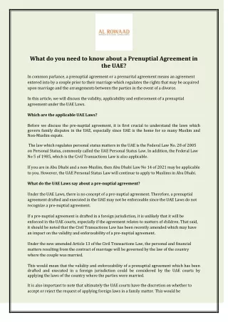 What do you need to know about a Prenuptial Agreement in the UAE?