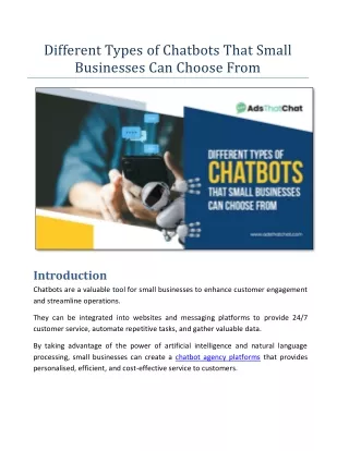 Different Types Of Chatbots That Small Businesses Can Choose From