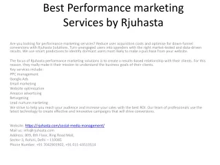 Best Performance marketing Services by Rjuhasta