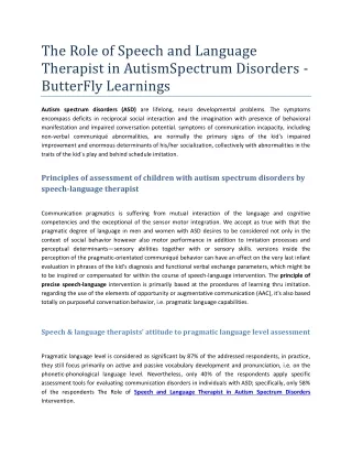 the role of speech and language therapist