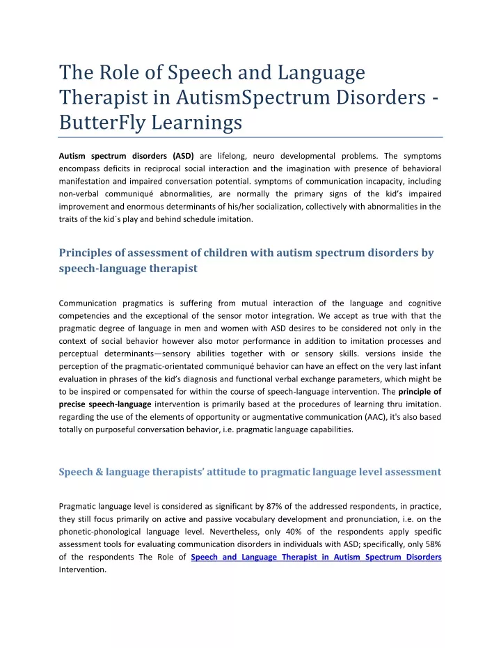 the role of speech and language therapist