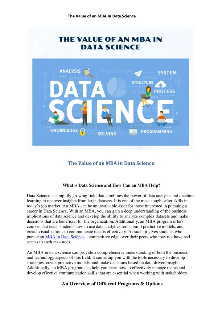 the value of an mba in data science