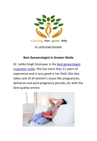 Best Gynaecologist in Greater Noida | Dr. Latika Singh Sinsinwar