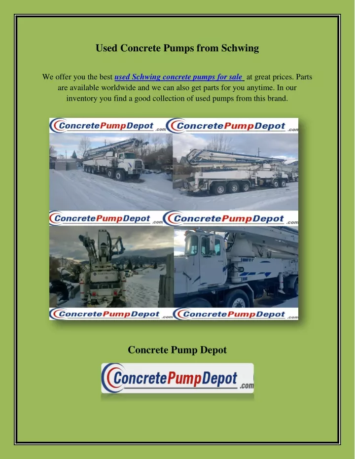 used concrete pumps from schwing