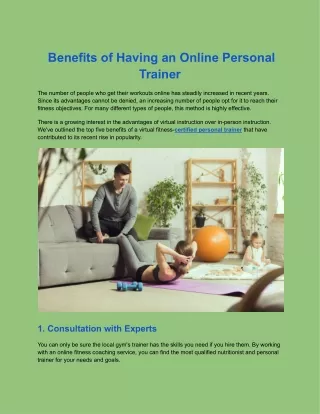 Benefits of Having an Online Personal Trainer