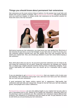 Things you should know about permanent hair extensions