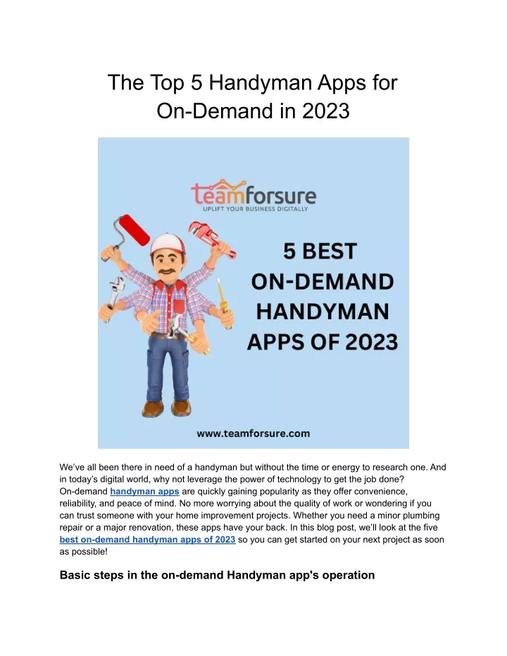 the top 5 handyman apps for on demand in 2023