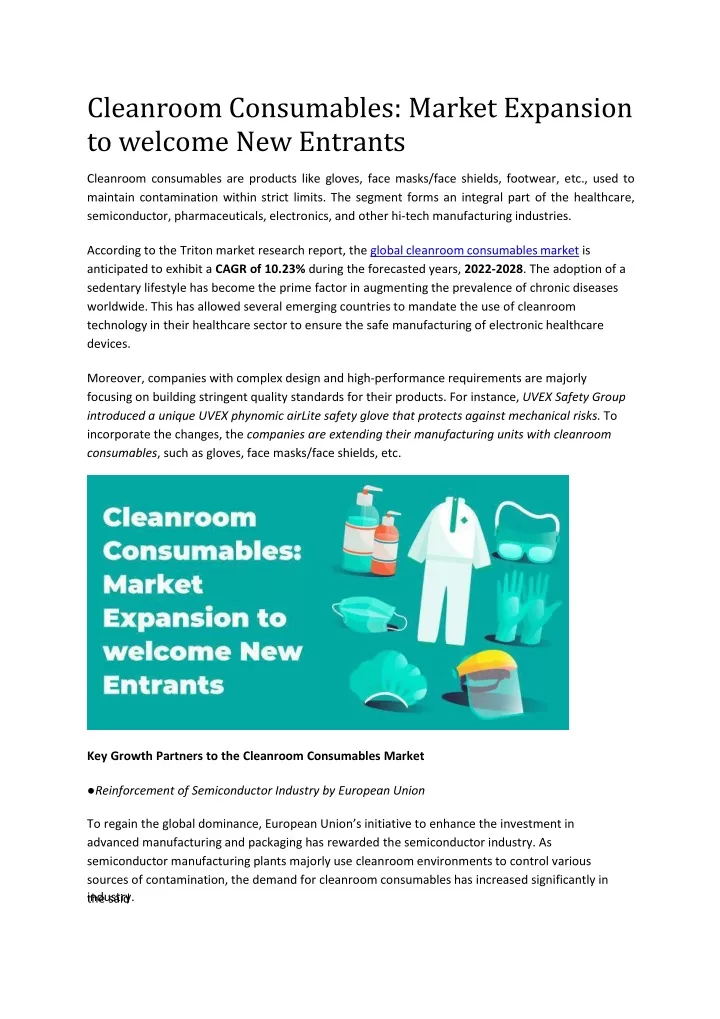cleanroom consumables market expansion to welcome