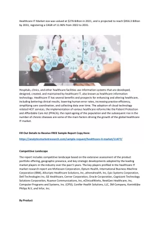 healthcare it market size was valued