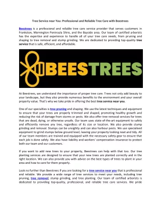 Tree Service Near You Professional and Reliable Tree Care with Beestrees
