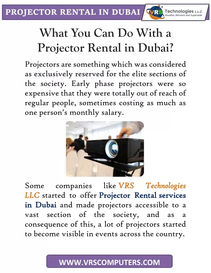 projector rental in dubai