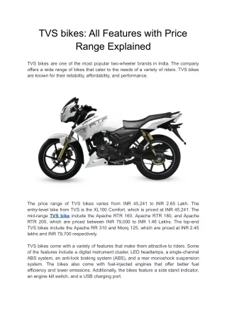 TVS bikes_ All Features with Price Range Explained