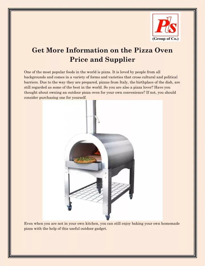 get more information on the pizza oven price