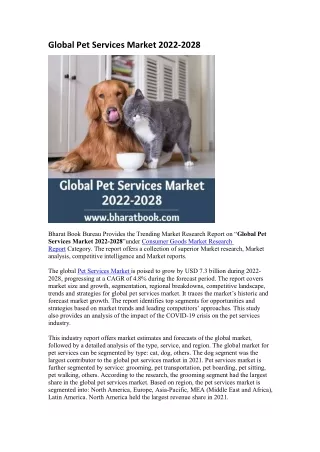 global pet services market 2022 2028