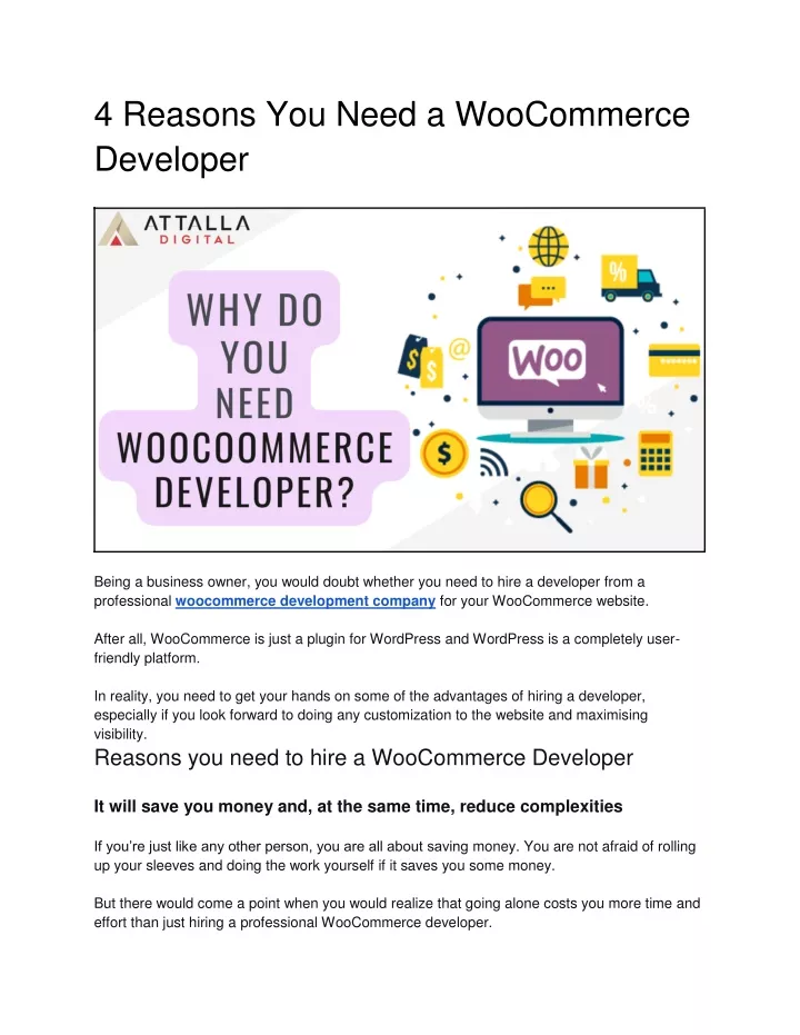 4 reasons you need a woocommerce developer