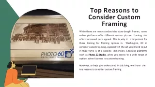 Top Reasons to Consider Custom Framing