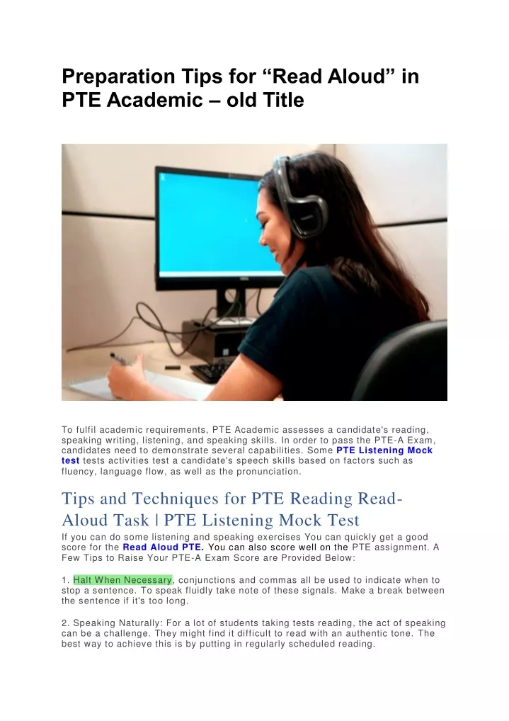 preparation tips for read aloud in pte academic