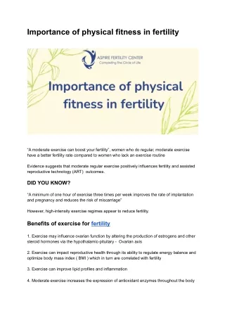 Importance of physical fitness in fertility