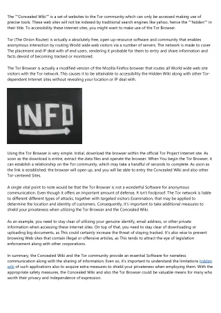 the concealed wiki is a set of websites