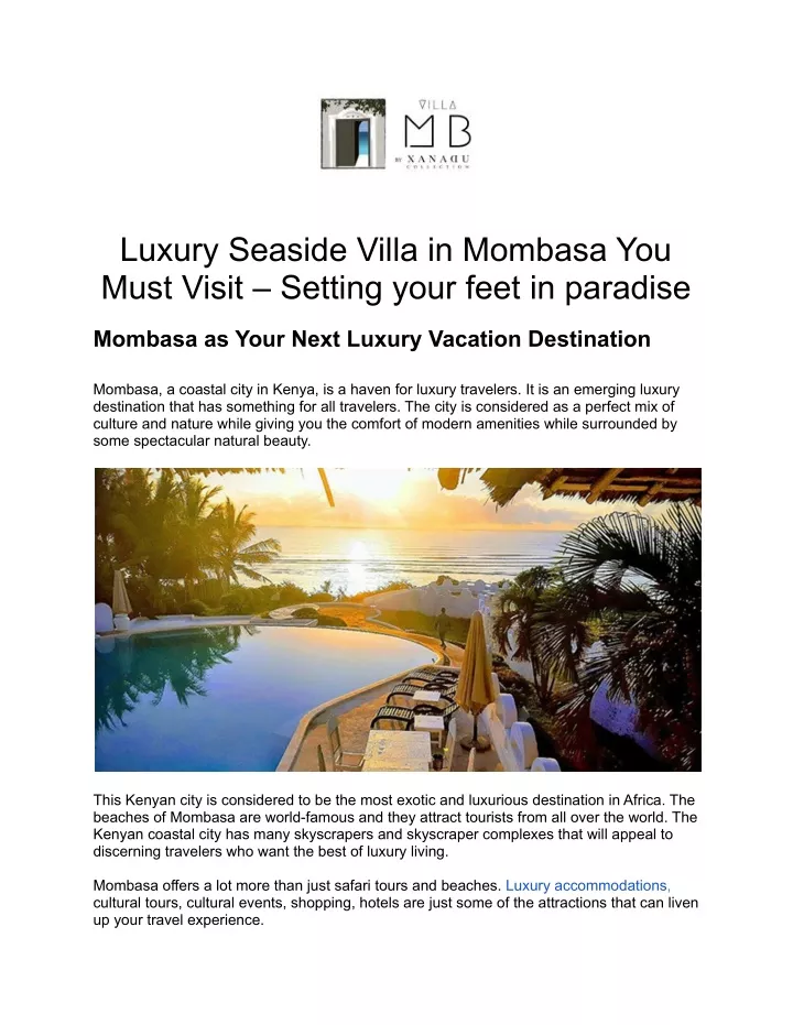 luxury seaside villa in mombasa you must visit