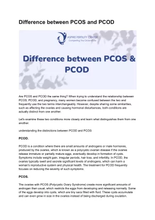 Difference between PCOS and PCOD