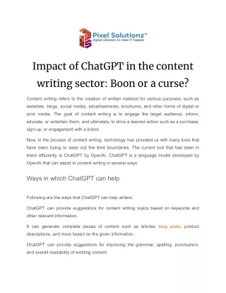 Impact of ChatGPT in the content writing sector_ Boon or a curse
