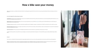 How e bike save your money
