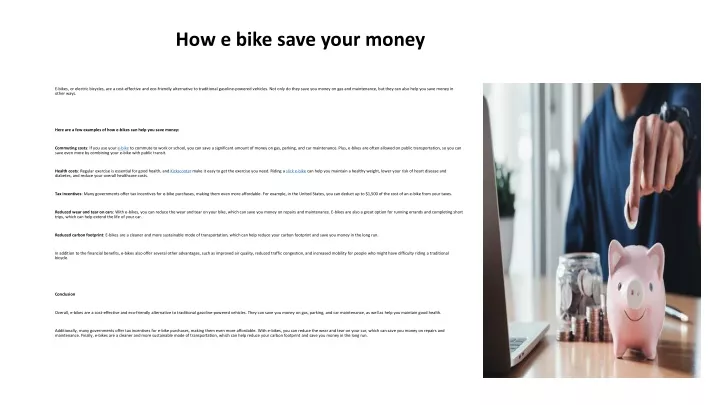 how e bike save your money