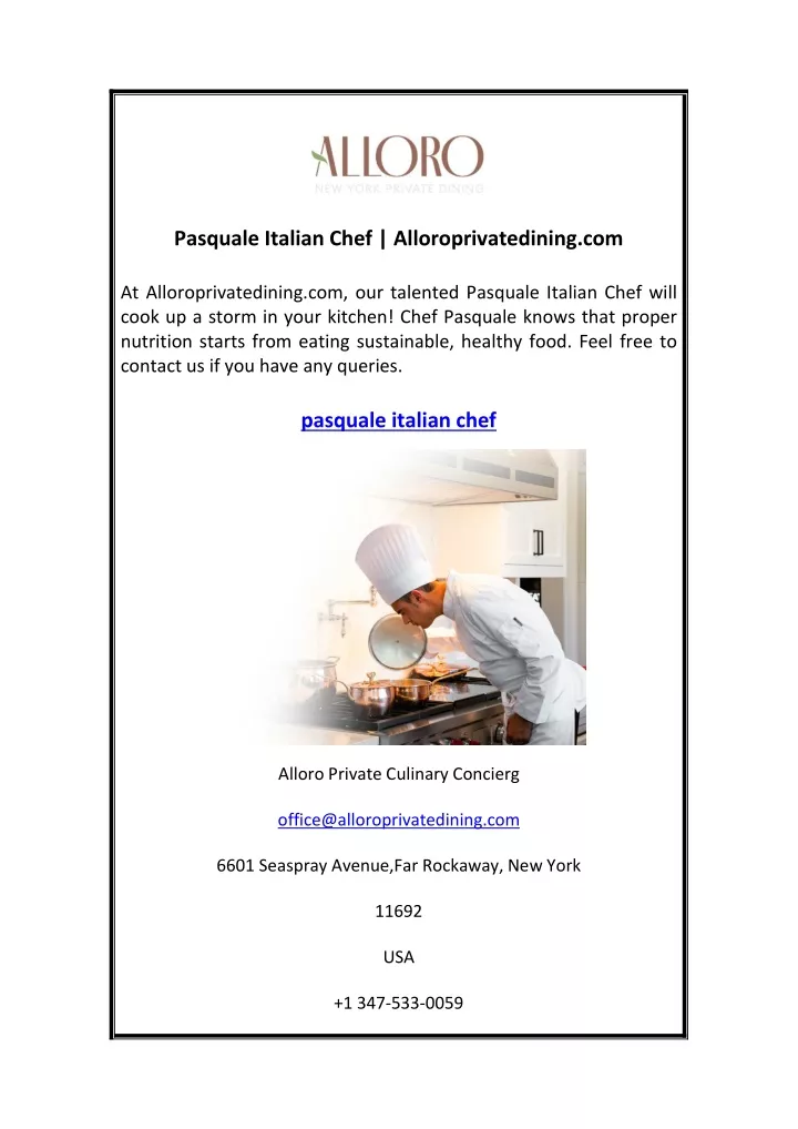 pasquale italian chef alloroprivatedining com