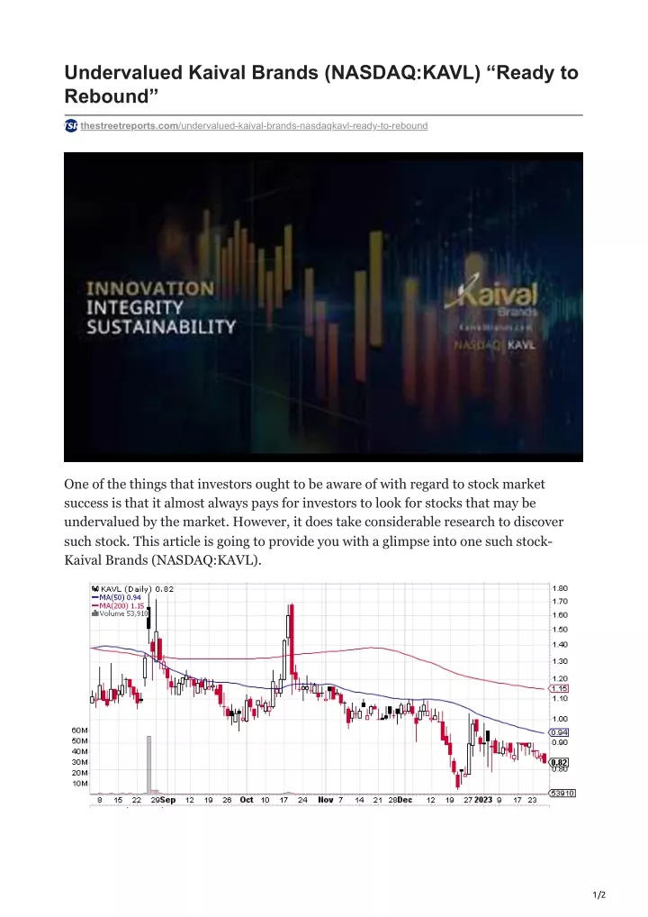 undervalued kaival brands nasdaq kavl ready