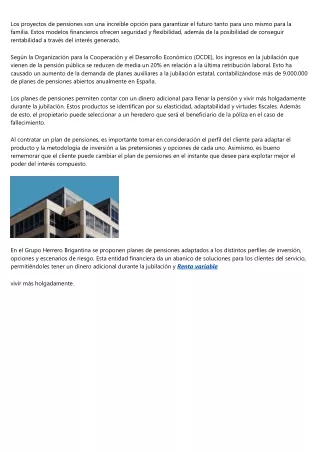 ¿Qué dicen los expertos del Grupo Herrero Brigantina de los planes de pensiones?