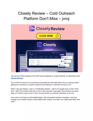 Closely Review – Cold Outreach Platform Don't Miss – jvroj